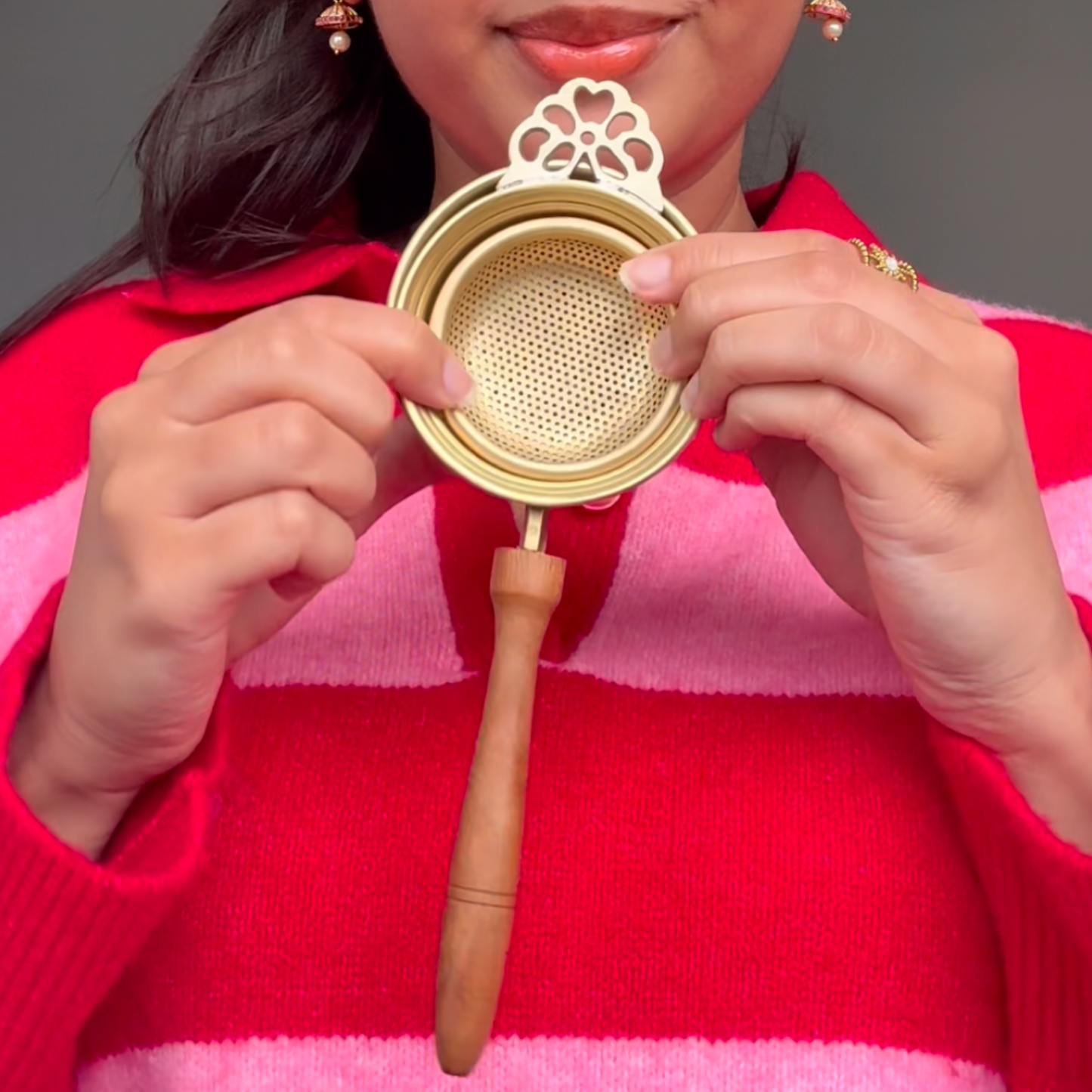 Brass Tea Strainer Set